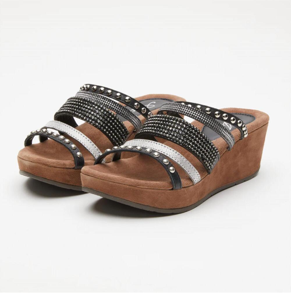NEW AZURA women's oletha comfort wedge sandals in black multi